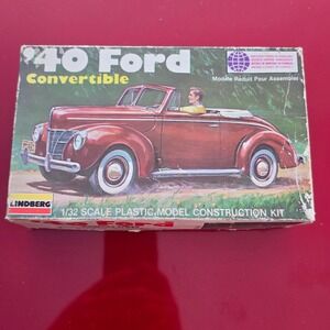 Vintage 1979 Lindberg 1940 Ford Convertible 1/32 Scale Model Kit 2120 Sealed Bag